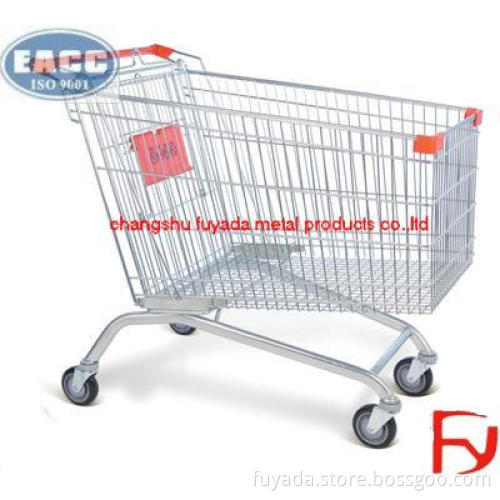 European Style Steel Supermarket Shopping Trolley Cart